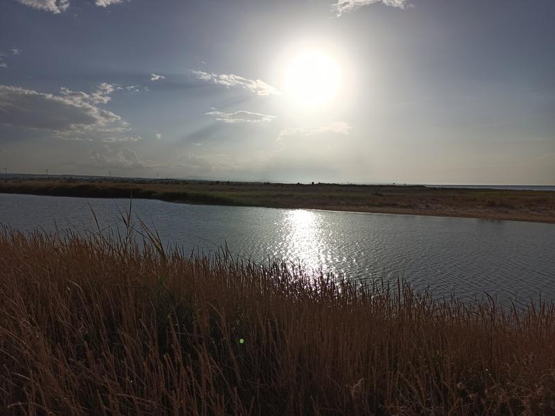 Laguna di Lesina con il sole che si riflette sull'acqua